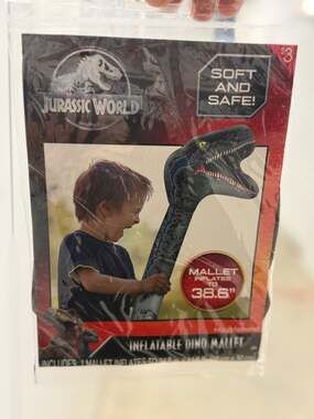 Jurassic World Blue Velociraptor 38.6" Inflatable Dino Mallet Toy
